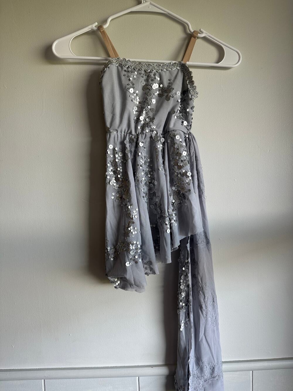 A Wish Come True Gray Silver Sequin Lyrical Ballet Dance Costume Dress 11-12